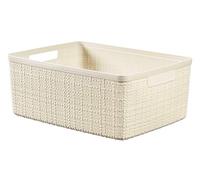 Curver Juliet- Cesta Rectangular Mediana 12L, Almacenaje, Ordenación, 100% plástico Reciclado, Acabado Yute, 28,2x36,2x14,5, Blanco