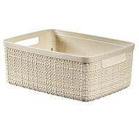 Curver Juliet- Cesta Rectangular Pequeña 5L, Almacenaje, Ordenación, 100% plástico Reciclado, Acabado Yute, 27x20x11 cm, Blanco