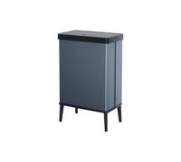 Curver Keter Verto - Cubo de basura de recogida selectiva, tapa a presión, doble compartimento, diseño elegante, reciclable, ideal para baño, salón u oficina, capacidad 54 litros, azul perla