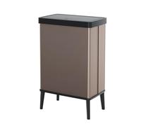 Curver Keter Verto - Cubo de basura de recogida selectiva, tapa a presión, doble compartimento, diseño elegante, reciclable, ideal para baño, salón u oficina, capacidad 54 litros, rosa perla