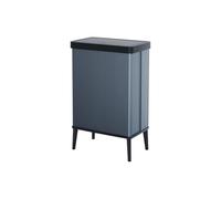 Curver Keter Verto - Cubo de basura de recogida selectiva, tapa a presión, doble compartimento, diseño elegante, reciclable, ideal para baño, salón u oficina, capacidad 54 litros, azul perla