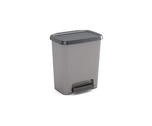 Curver Kis - Papelera compacta con Pinzas para Puerta (38 x 28 x 43 cm, 25 L), Color Gris