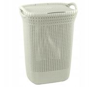 Curver Hamper- Baúl para la Colada 57L, Cesto de Ropa, 45x34xH61 cm, Acabado Knit, Blanco Oasis
