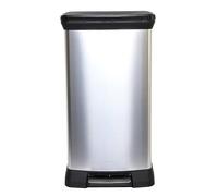 CURVER Metal Effect Kitchen One Touch Deco - Cubo de basura (50 L), color plateado