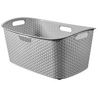 Curver My Style, Cesta de Mimbre de Almacenamiento, Polipropileno, Rectangular, 50 L, 60 x 39 x 27,8 cm, Silver (Plata)