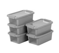 Curver pack 5 cajas de almacenaje con tapa bi-box 3l gris