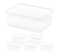 Curver Pack 6 Cajas de Almacenaje con Tapa C-Box 11L, Transparente, Apilables, Orden para hogar, Armarios, Vestidores y Trasteros, Cierre seguro, Identificación Contenido, Resistente y Duradera (244)