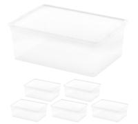 Curver Pack 6 Cajas de Almacenaje con Tapa C-Box 11L, Transparente, Apilables, Orden para hogar, Armarios, Vestidores y Trasteros, Cierre seguro, Identificación Contenido, Resistente y Duradera (244)