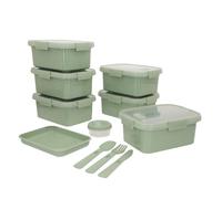 Curver pack 6 recipientes herméticos 20x15x9 cm (1,2l) c/bandeja y cubiertos 20 cm