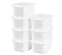 Curver Pack 7 Cajas Almacenaje con Tapa Bi-Box 11L, Transparentes y blancas, Apilables, Orden hogar, Armarios, Vestidores y Trasteros, Cierre seguro, Rápido acceso, Resistente y Duradera (248)