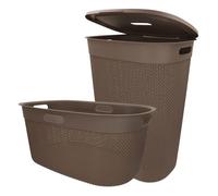 Curver pack colada cesto 45l + cesta con tapa 55l marrón