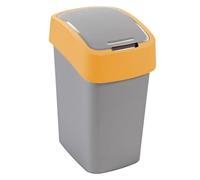 CURVER Papelera con tapa basculante (50 L), color plateado y naranja