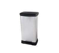 CURVER | Papelera Decobin Duo 23+23L, gris metalizado, 90% material reciclado, 39 x 29 x 72 cm