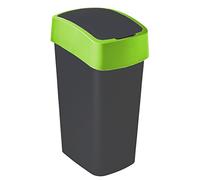 Curver Papelera Flip Bin 50l en Negro/Verde, plástico, 35 x 25 x 10 cm