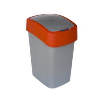 CURVER - Papelera Pacific Flip Bin 25L. Cuadrada - Color Gris/Rojo