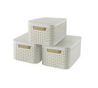 Curver 240586 - Set de 3 cestas Style con tapa, tamaño S, 7 L, color blanco