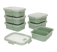 Curver Smart To Go Pack 6 uds recipientes herméticos con separador 0,6+0,3L, Plástico 100% reciclado, BPA Free, Orificio vapor, Apto microondas, congelador y lavavajillas, Almacenaje alimentos (224)