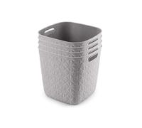 CURVER Softex - 4 cestas de almacenamiento de 15 L, 100% material reciclado, ligeras, para baño, sala de estar, cocina, color gris pardo