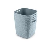 CURVER Softex - 4 cestas de almacenamiento de 15 L, material 100% reciclado, ligeras, para baño, sala de estar, cocina, color verde azulado