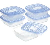 Curver Take Away 2 Set 5x0,6L Cuadrado sandwich, Transparente Y Tapa Azul, 15.5x14x8.5 cm, 214412