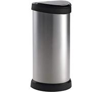 Curver Papelera de pedal Deco Ovalado Plateado 40L