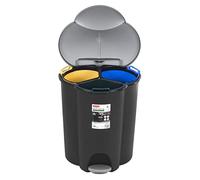Curver trio v2 - cubo de basura con pedal de 40 l, 3 compartimentos, s