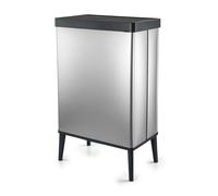 Curver Verto - Cubo de basura alto de 54 L, 43,5x 26,5x 68,7cm, tapa a presión, diseño elegante, fácil de montar, apto para reciclaje, color plata perlada