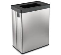 Curver Verto - Cubo de reciclaje de 54 L, 43,5x 26,5x 54,7cm, compartimentos duales, tapa de reciclaje, fácil clasificación, diseño elegante, color plata perlada