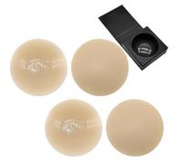 Curviva Pezoneras Círculos, 2 Pairs No Sticky Reusable Silicone Nipple Pasties, Invisible Seamless with Travel Boxx (#11,7CM)