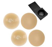 Curviva Pezoneras Círculos, 2 Pairs No Sticky Reusable Silicone Nipple Pasties, Invisible Seamless with Travel Boxx (#12,7CM)