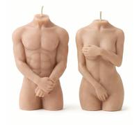Curvy Body Torso Candle | Cuerpo decorativo sostenible con vela de cera de soja | Hecho a mano | 100% vegano | Hombre & Mujer (crema) - 6 x 5 x 10 cm (set)