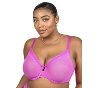 Curvy Couture Brasier Transparente de Malla para Mujer, Cobertura Completa, sin Forro, Sexy, de Apoyo, Talla Grande, Transparente, coquetear, 85F
