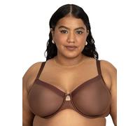 Curvy Couture Sheer Mesh Full-Coverage Unlined Underwire Bra Sujetador de Cobertura Completa, Chocolate, 40FF para Mujer