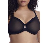 Curvy Couture Sheer Mesh Full-Coverage Unlined Underwire-Bra Sujetador de Cobertura Completa, Traslúcido, Tono Negro, 105E para Mujer