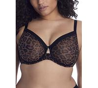 Curvy Couture Sheer Mesh Full-Coverage Unlined Underwire-Bra Sujetador de Cobertura Completa, Traslúcido, Diseñador Leo, 85F para Mujer