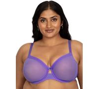 Curvy Couture Sheer Mesh Full-Coverage Unlined Underwire-Bra Sujetador de Cobertura Completa, Traslúcido, Violeta, 100D para Mujer