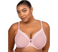 Curvy Couture Sheer Mesh Full-Coverage Unlined Underwire-Bra Sujetador de Cobertura Completa, Traslúcido, Rosa ruborizada, 110C para Mujer