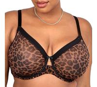 Curvy Couture Sujetador de Malla Transparente con Cobertura Total sin Relleno con Aros, Soporte Sexy Talla Grande, Diseñador Leo, 75H