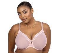 Curvy Couture Sujetador de Malla Transparente con Cobertura Total sin Relleno con Aros, Soporte Sexy Talla Grande, Blushing Rose, 85D