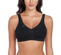 Curyon Sujetador básico de algodón sin Aros para Mujer, con Espalda en U, Copa Completa y Tallas Grandes, Tejido elástico Suave Negro 120D