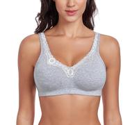 Curyon Sujetador básico de algodón sin Aros para Mujer, con Espalda en U, Copa Completa y Tallas Grandes, Tejido elástico Suave Gris 100D