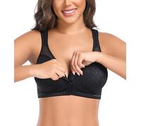 Curyon Sujetador Reductor para Mujer Sin Varilla Cierre Frontal Tallas Grandes Sostenimiento Fuerte Copa Completa Sin Relleno Espalda en X Diseño Clásico Negro 110G