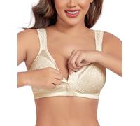 Curyon Sujetador Reductor para Mujer Sin Varilla Cierre Frontal Tallas Grandes Sostenimiento Fuerte Copa Completa Sin Relleno Espalda en X Diseño Clásico Beige 110D