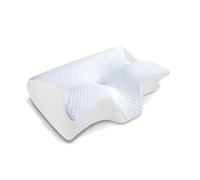 Cuscino In Memory Foam - Soporte De Cuello Cabeza Hombro RelajacióN ， Almohada Cervicales Y Cuello ErgonóMica 2en1 Premium Anti-Russamento per Dormire In Posizione Laterale/Supina/Prona (Blanco)