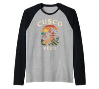 Cusco Perú Retro Ciudad Inca Montaña Andina Sudamérica per Camiseta Manga Raglan