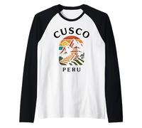 Cusco Perú Retro Ciudad Inca Montaña Andina Sudamérica per Camiseta Manga Raglan