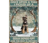 Cusde Vintage Decor Érase una vez que recogí un cachorro de pastor y el resto es historia Letrero de metal Lata Arte de pared inspirador Divertido Hogar Dormitorio Garaje Man Cave 8x12 pulgadas