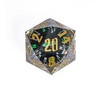 Cusdie Dados grandes D20 de 55 mm con bordes afilados, dados D&D de 20 caras, DND gigante D20 para Dungeons and Dragons RPG, juegos de mesa (brújula brillante)