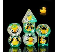 cusdie Juego de 7 Dados DND poliédricos Rellenos de Animales para Juegos de rol, Mazmorras y Dragones D&D (Pato Amarillo)