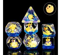 Cusdie, Juego de Dados de DND de Resina Transparente de 7 Piezas con diseño de Pato con Lentes de Sol, entusiastas de los Juegos de Mesa, Regalos y coleccionistas, Viene con Bolsa de